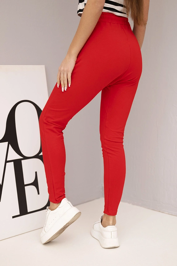 Women's sweatpants with an elastic waistband and drawstring red
