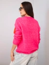 Women's sweater with colorful polka dots and a round neckline pink