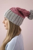 Cap with fleece Paris K212 dark pink+gray