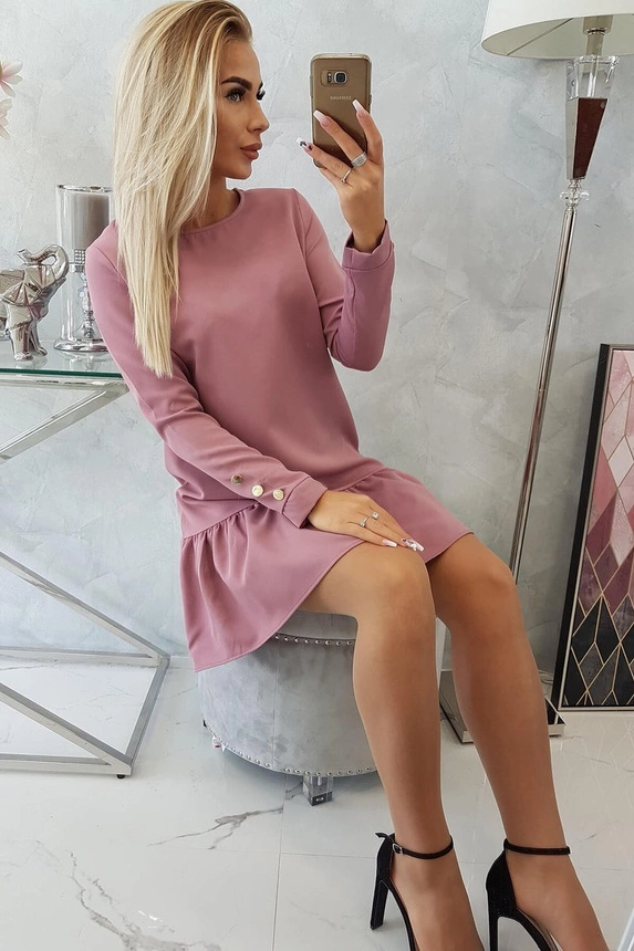 Dress with a flounce dark pink