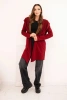 Women's cotton hoodie with an elongated front burgundy