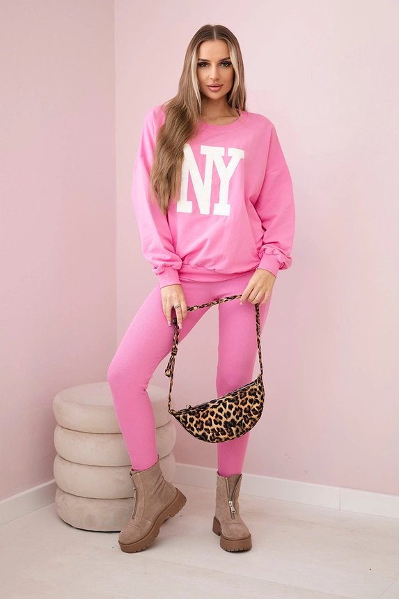 Baumwoll-set sweatshirt + leggings rosa