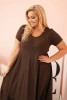 Dámske šaty plus size s krátkym rukávom a volánom z ľahkej viskózy hnedá