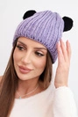 Moteriška žieminė vilnonė kepurė su pomponu K433 violetinė