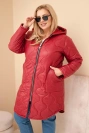 Damenjacke Plus Size Winter Steppjacke mit Kapuze bordeaux