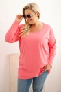 Dámska blúzka Plus Size s lodičkovým výstrihom ružová