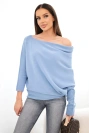 Asymmetrical batwing women's viscose sweater denim