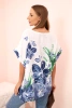 Women's cotton blouse with floral print and short sleeves white