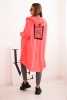 Bunda oversize s kapucí růžová neonová