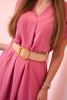 Dress with a decorative belt dark pink