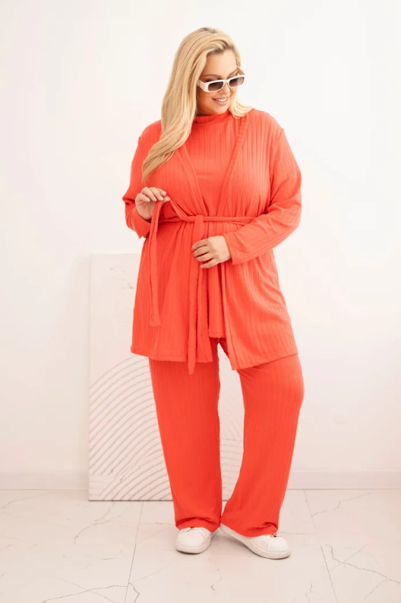 Dámsky komplet Plus Size 3-dielny malinový
