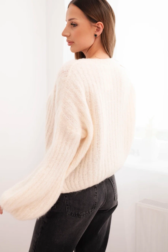 Damenpullover aus Mohair mit puffärmel ecru