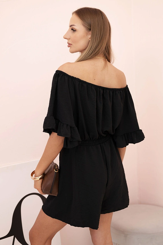 Women's cotton sleeveless jumpsuit with a tie at the waist ecru