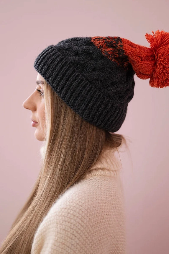 Cap with fleece Ilona K218 graphite+foxy