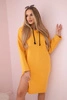 Dress with a hood and a slit on the side peach