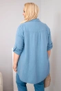 Bavlnená mušelínová košeľa Plus Size Tmavá džínsovina