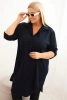 Dámská košilová šaty Plus Size s delším zadním dílem a ohrnovacími rukávy granátová