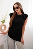 Elegant women's blouse with ruffles and asymmetrical cut black