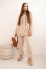 Women's warm cotton tracksuit with a hood beige