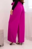 Women's elegant wide-leg pants with decorative flower dark purple