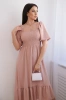 Платье с складками на горловине пудрово-розовый
