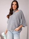 Oversize Damenpullover mit asymmetrischem Ausschnitt und Stehkragen grau