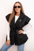 Women's quilted vest with a belt and wide collar black