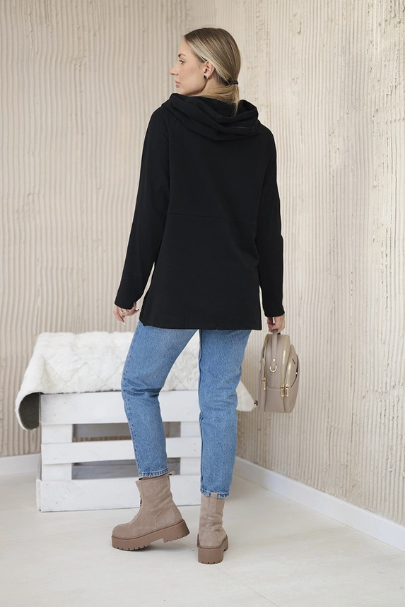 Tunic with a zipper on the hood Oversize black