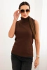 Women's sleeveless viscose blouse with a turtleneck brown