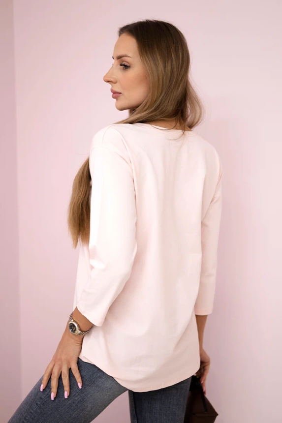 Blouse with print Summer Girl powdered pink