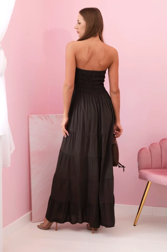 Damenkleid aus Viskose mit elastischem Oberteil braun