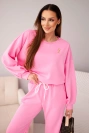 Women's set butter sweatshirt with a brooch and straight-leg pants light pink