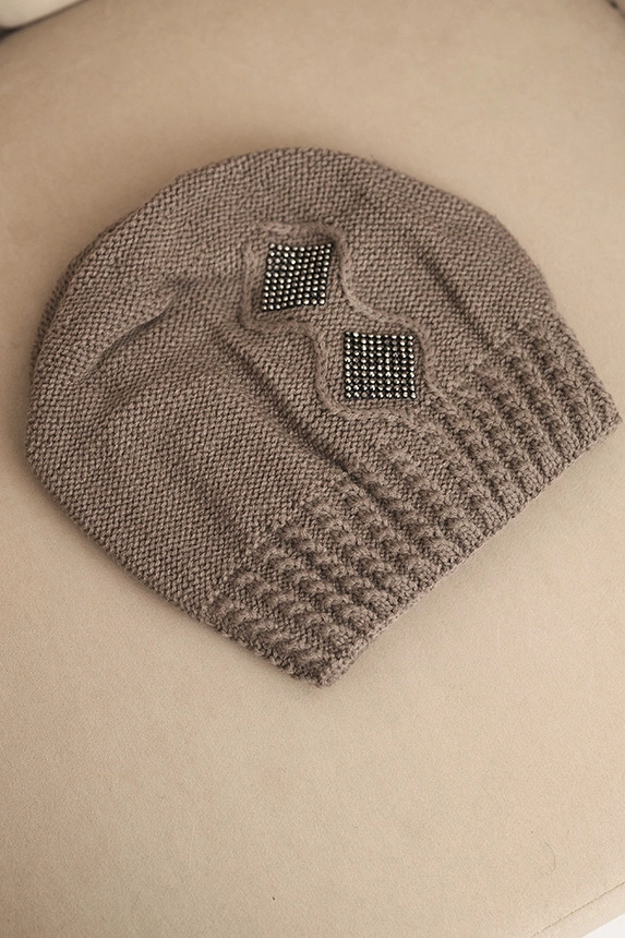 Women's winter wool hat with zirconia K453 graphite