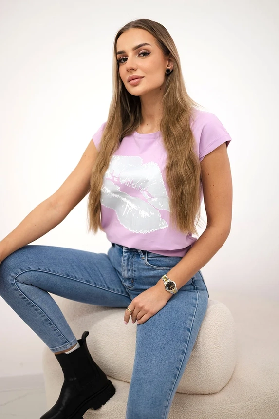 Lippenprint Bluse lila