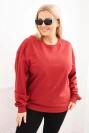 Women's plus size looped cotton basic sweatshirt round neckline burgundy