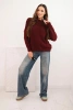 Women's sweater with wool, long sleeves and a round neckline maroon