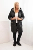 Women's winter quilted jacket Plus Size with leopard print lining and hood black