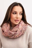 Women's thick wool blend winter scarf KN24 pink + yellow