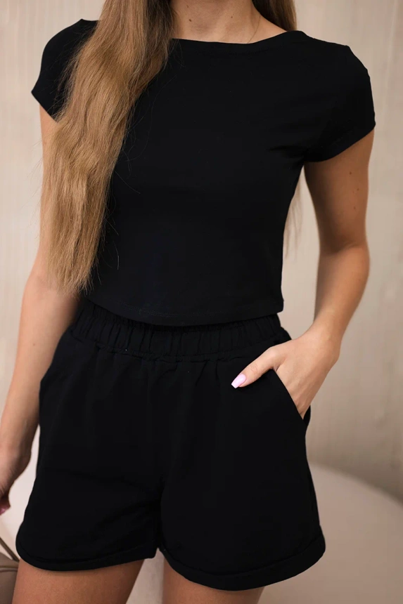 Cotton set with shorts black
