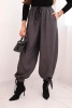 Damenhose mit weitem Bein und Bindung unten grau