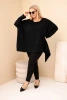 Moteriška tunika Plus Size iš medvilnės su asimetrišku apačia juoda