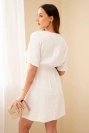 Musselinkleid mit Taille hellbeige
