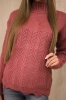 Sweater with decorative frill dark pink