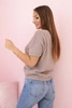 Women's sweater made of soft fluff with a V-neck short sleeves green