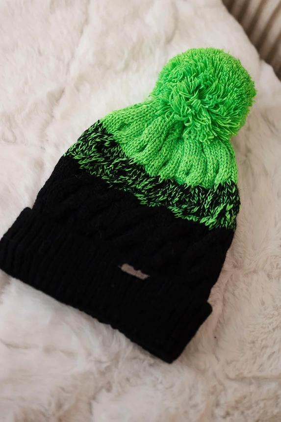 Cap with fleece Ilona K218 black+green
