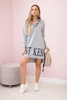 Dress with hood and print gray