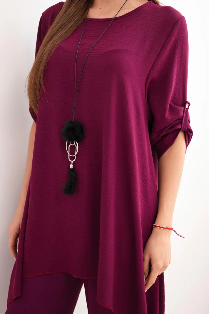 Set of blouse + pants with pendant plum