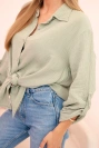 Bavlnená mušelínová košeľa oversize svetlá khaki