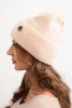 Women's winter fluffy hat with decorative button peach