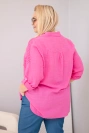 Dámska bavlnená košeľa Plus Size s golierom a čipkovou vsadkou ružová